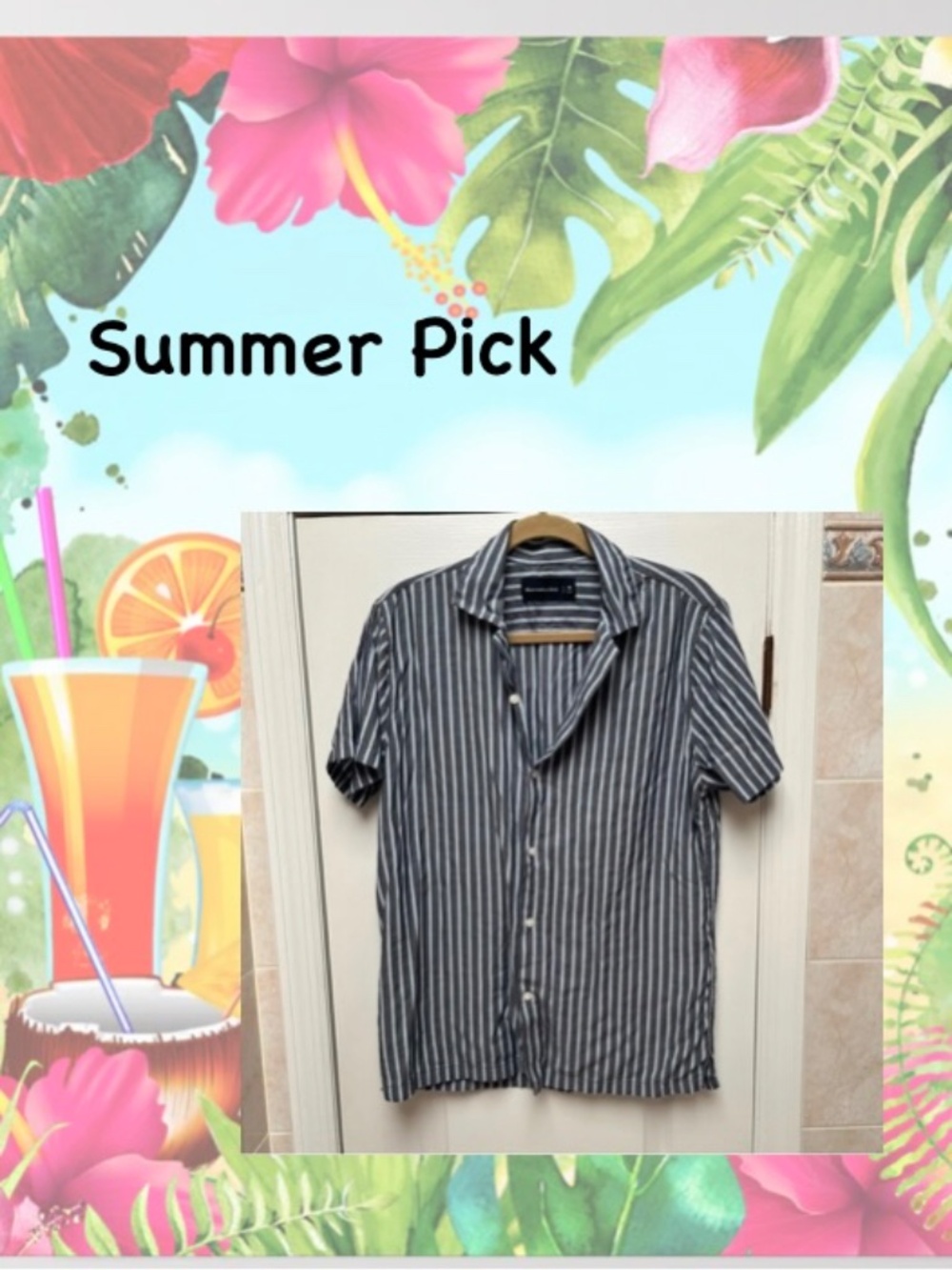 Abercrombie & Fitch Gray Stripe Button Down Shirt/Size Medium